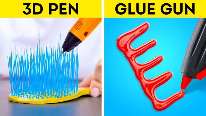 3 D PEN vs HOT GLUE SMART HACKS FOR ALL