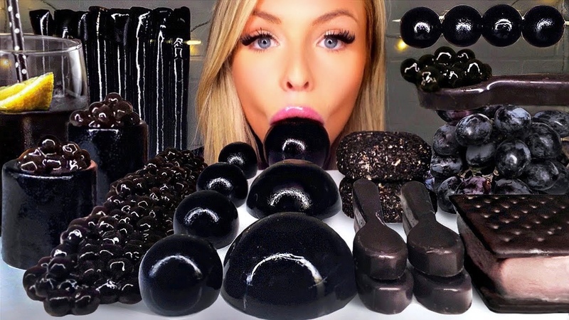 ASMR BLACK GRAPE KYOHO JELLY, RICE CAKE, TAPIOCA, ICE CREAM SANDWICH, BLACK CHARCOAL MUKBANG