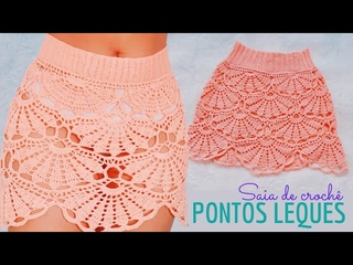 Saia de crochê adulto PASSO  A PASSO em ponto LEQUE - Falda a crochet - Skirt a crochet
