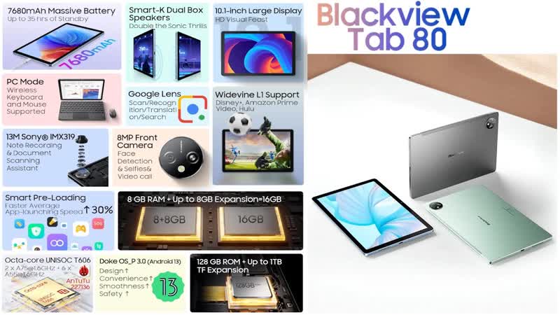10 HD Blackview Tab 80 жертвуем разрешением приобретаем много памяти