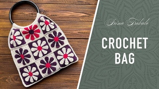 Crochet Granny BAG with round handles  СУМКА з квадратів гачком