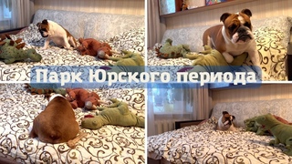 ПАРК ЮРСКОГО ПЕРИОДА и БУЛЬДОЖКА!! || Английский бульдог Черри и ДИНОЗАВРЫ.