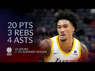 Jalen Hood-Schifino 20 pts 3 rebs 4 asts vs Spurs 2023 Summer League