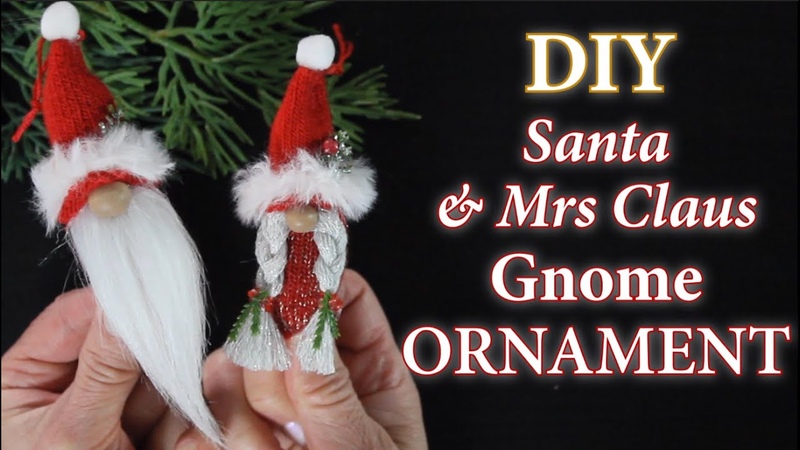 DIY Gnome Ornament, Santa Mrs Claus Mini Gnomes, How To Make a No Sew Tiny Gnome, Glove