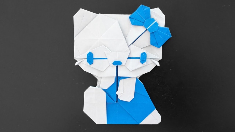 Origami Ribbon Kitty v1 Sitting Variation ( Michelle
