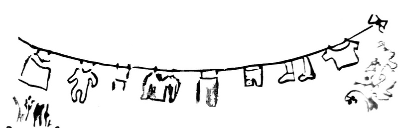 вещи сушатся на верёвке