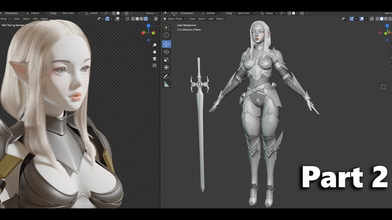 Knight girl modeling Blender time lapse Part