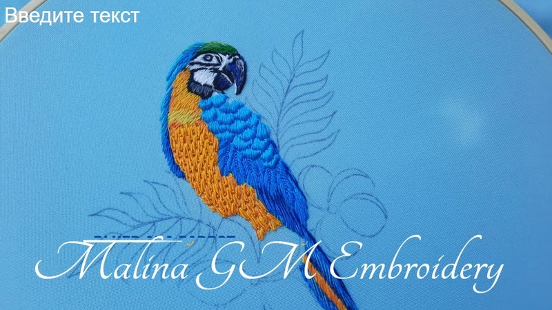 Blue parrot macaw, How to embroider a parrot, ( In