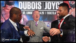 Words exchanged! Daniel Dubois pushes Joe Joyce after heated face off 😳