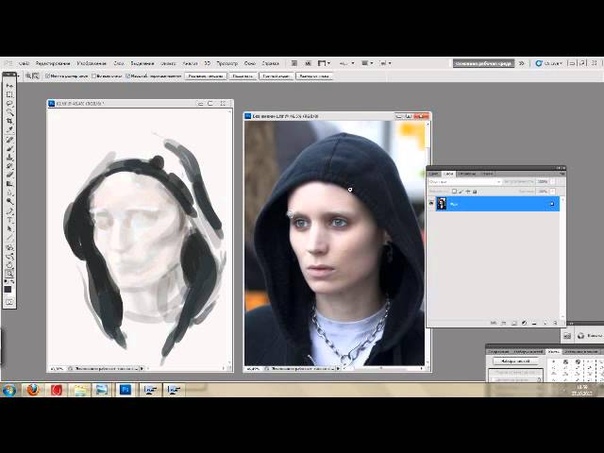 Drawing process. Rooney Mara ( Girl with the Dragon