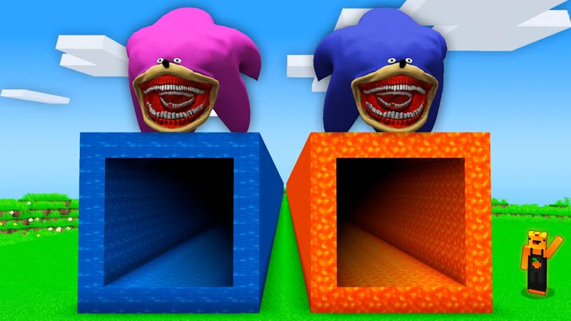I found a SONIC TAPES TUNNELS in Minecraft WOMAN SONIC TAPES LAVA TUNNEL vs WATER